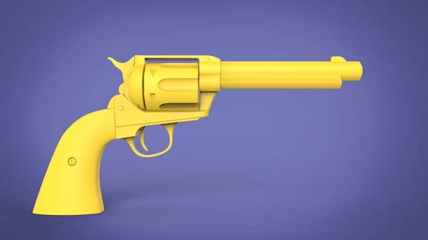 紫の背景に黄色の回転銃 — ストック写真
