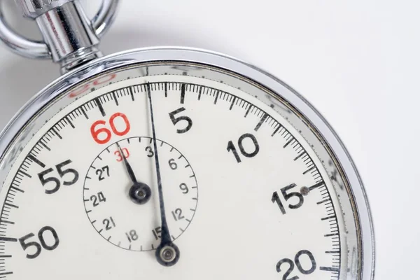 Classic 60 second stopwatch on white background — Stok fotoğraf