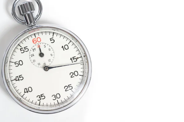 Reloj cronómetro clásico de 60 segundos sobre fondo blanco —  Fotos de Stock