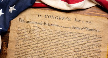 United States Declaration of Independence with a vintage American flag clipart