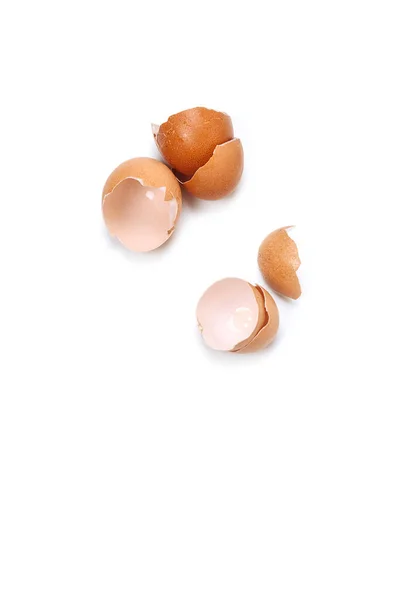 Shell Chicken Eggs Lies Broken White Background Shot Studio — Stock Photo, Image
