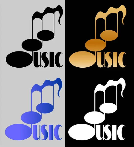 古典音乐中简约的黑色标志 形式为音符和字母的题词 — 图库矢量图片