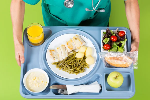 Bandeja de comida de un hospital — Foto de Stock