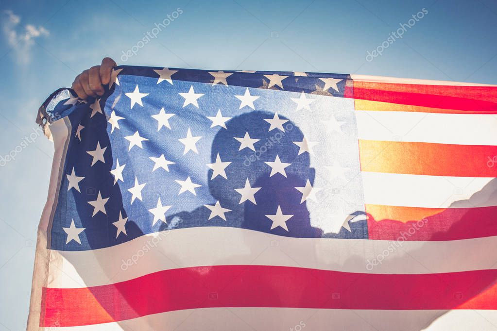Man with American flag
