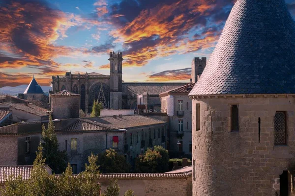 Murallas Medievales Del Castillo Carcasona Languedoc Rosellón Francia — Foto de Stock