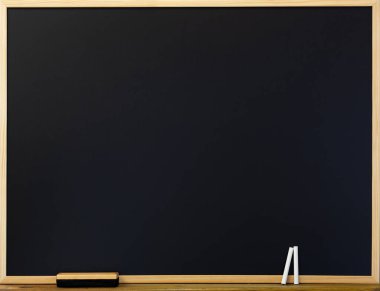 Silgisi ve tebeşiriyle kara kara tahta.