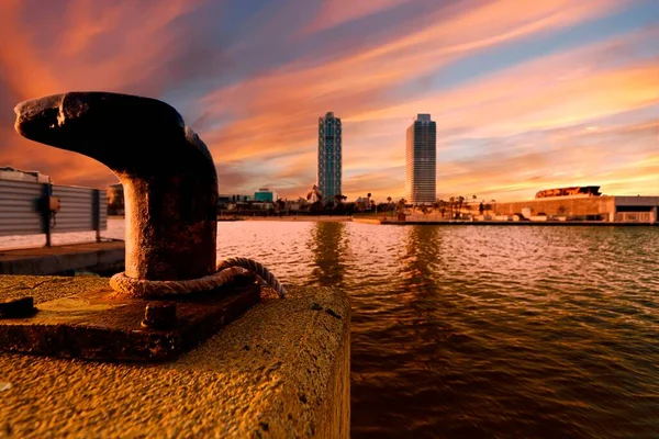 View Barcelona Olympic Port Breakwater — Stock Photo, Image