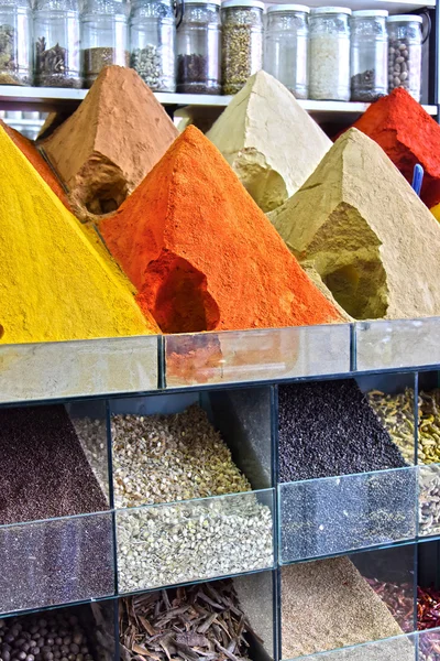 Variety of spices on the arab street market stall — Stock Photo, Image