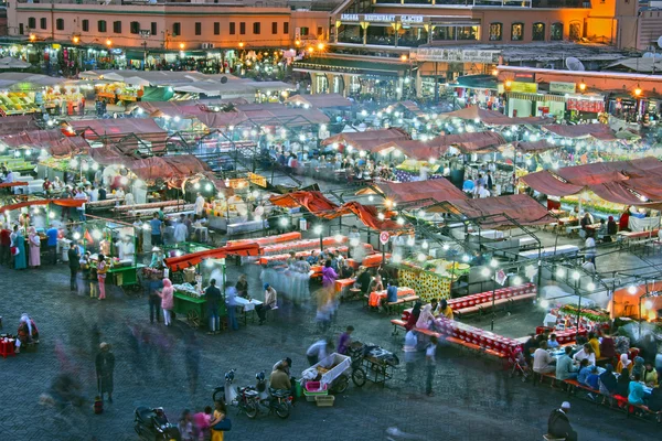 Jemaa el-Fnaa tér Marrakech Medina, Marokkó — Stock Fotó