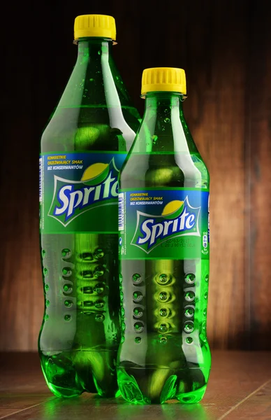 Two bottles of carbonated soft drink Sprite. — Stock Photo, Image