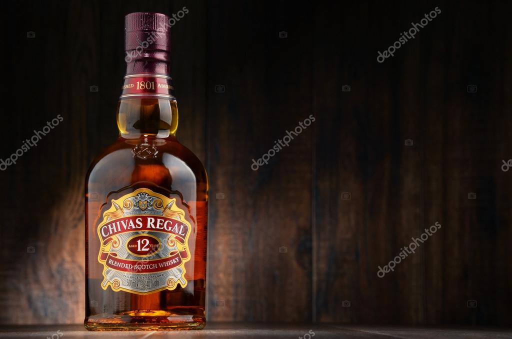 POZNAN, POLAND - OCT 11, 2016: Blended from whiskies matured for at least 12 years Chivas Regal 12 is a blended Scotch whisky produced by Chivas Brothers in Keith, Scotland