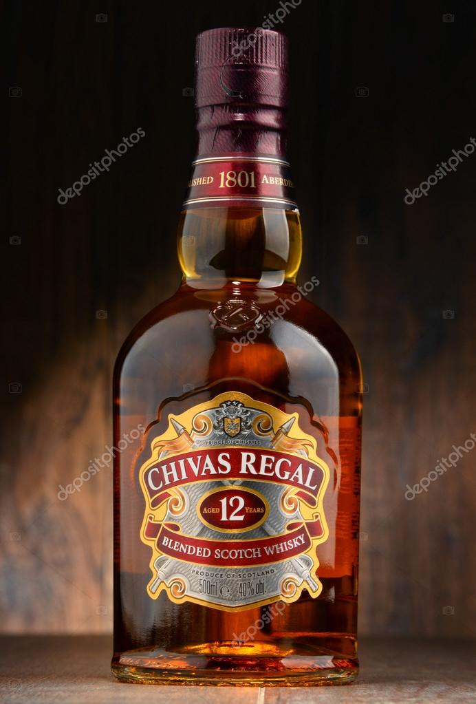 POZNAN, POLAND - OCT 11, 2016: Blended from whiskies matured for at least 12 years Chivas Regal 12 is a blended Scotch whisky produced by Chivas Brothers in Keith, Scotland