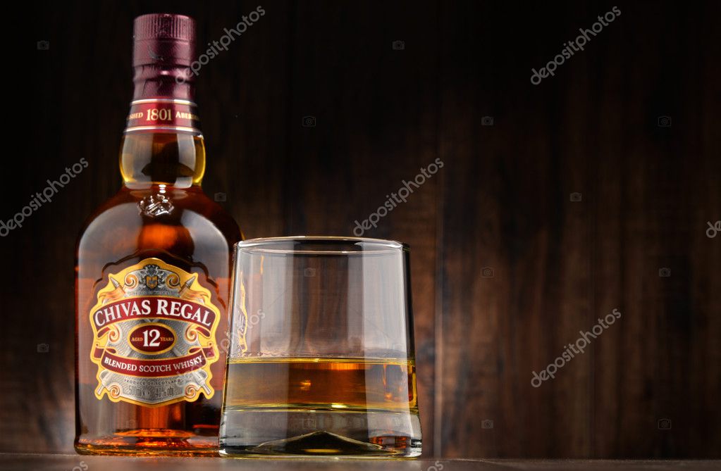POZNAN, POLAND - OCT 11, 2016: Blended from whiskies matured for at least 12 years Chivas Regal 12 is a blended Scotch whisky produced by Chivas Brothers in Keith, Scotland