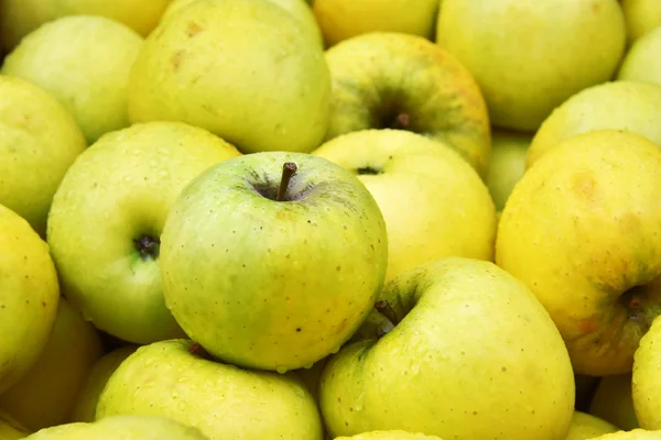 Verse biologische appels op straatmarkt kraam — Stockfoto