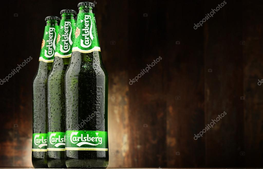POZNAN, POLAND - OCT 28, 2016: Carlsberg globaly distributed pale lager beer produced by Carlsberg Group, a Danish brewing company founded in 1847 with headquarters located in Copenhagen, Denmark