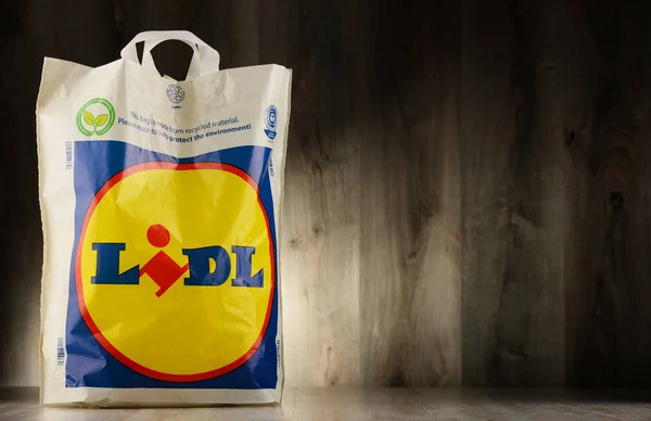 Original Lidl plastic shopping bag — Stock Photo, Image
