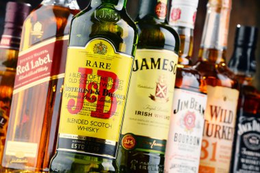 Şişe popüler viski markalarından ile kompozisyon