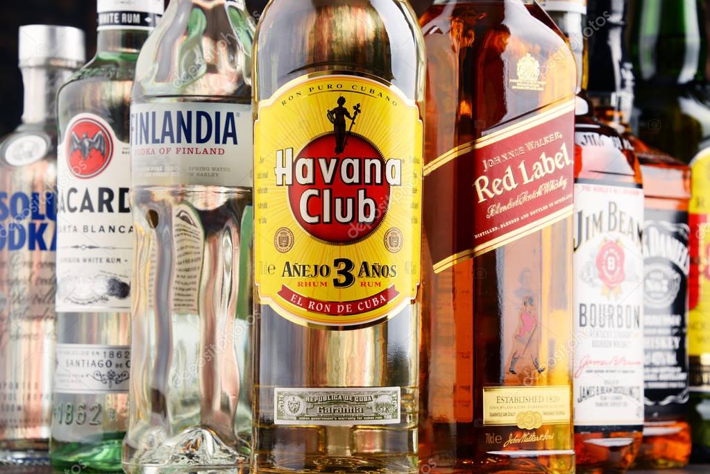 POZNAN, POLAND - NOV 23, 2016: Worldwide some 2 billion people use alcohol, one of the most widely used recreational drugs on earth, with yearly consumption of over 6 litres of pure alcohol per person