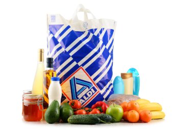 Özgün Aldi plastik alışveriş çantası ve ürünleri