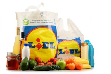 Özgün Lidl plastik alışveriş çantası ve ürünleri