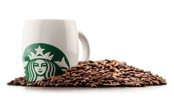 Composition with cup of Starbucks coffee — Stock Photo, Image