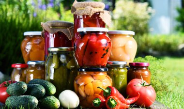 Kavanoz turşu sebze ve meyve bahçesinde