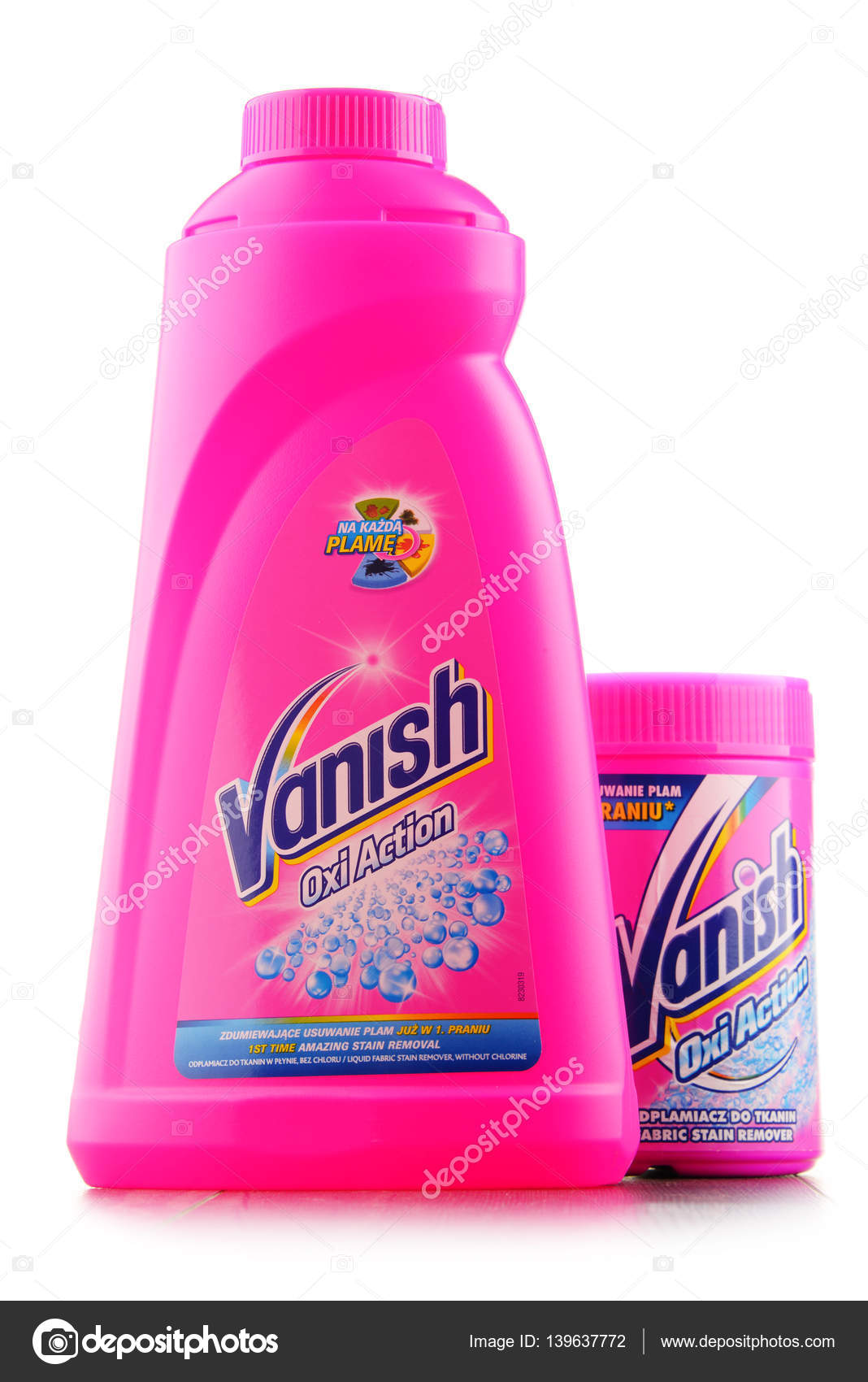 Containers of Vanish stain remover products Stock Editorial Photo