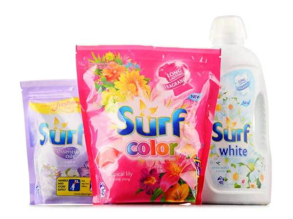 Surf laundry detergent products isolated on white — Stock Photo, Image
