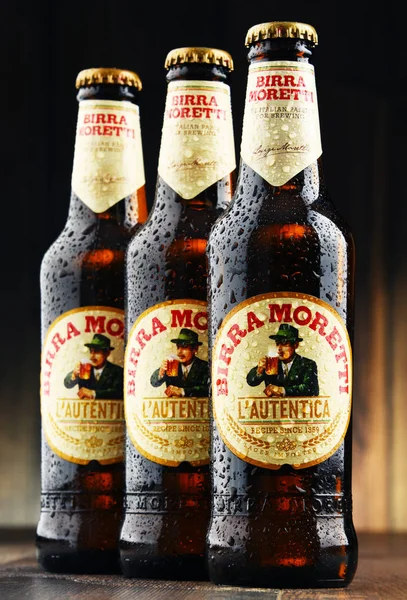 Three bottles of Birra Moretti — Stock Photo, Image
