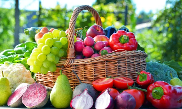 Légumes et fruits frais biologiques dans le jardin — Photo