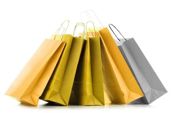 Paper shopping bags isolated on white — Stock Photo, Image