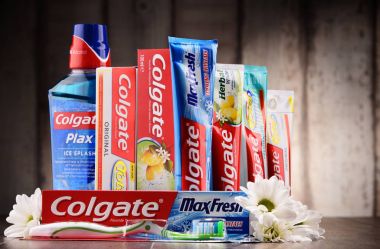Composition with Colgate products clipart