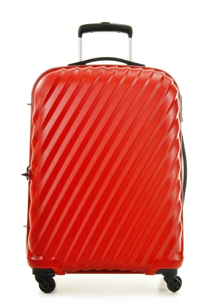 Valigia rossa isolata su bianco — Foto Stock