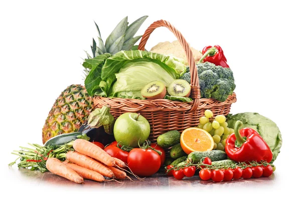 여러 원시 유기농 야채와 과일 — 스톡 사진