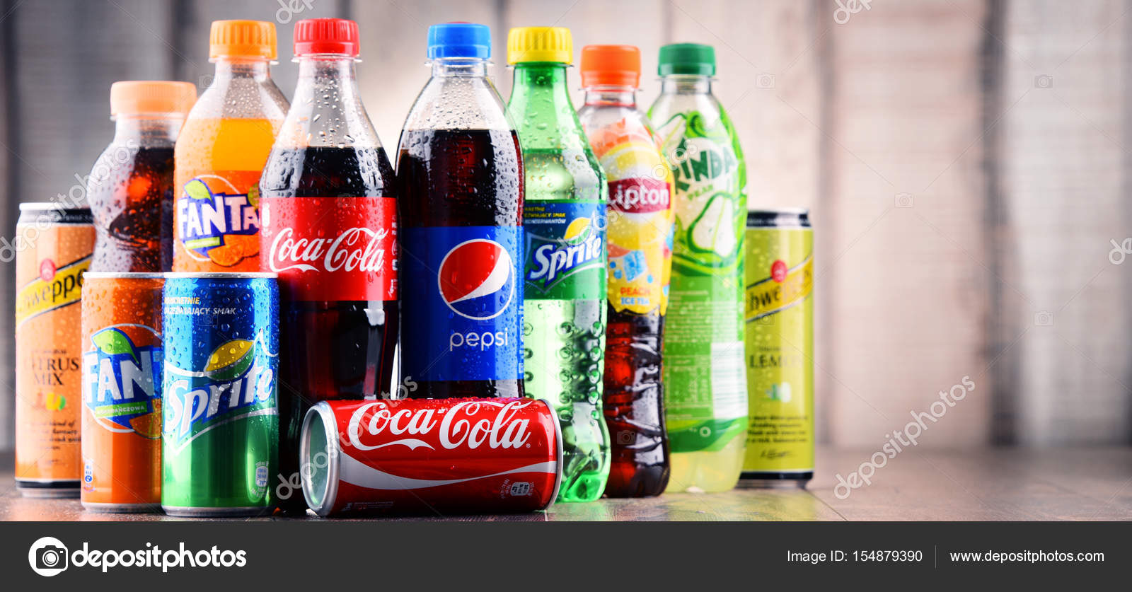 Bottles of assorted global soft drinks Stock Editorial Photo © monticello 154879390