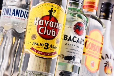 Çeşitli küresel sert likör markalar şişe