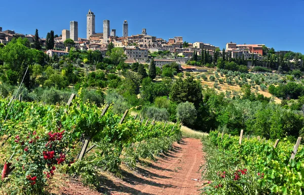 Panoramautsikt över San Gimignano i Toscana, Italien — Stockfoto