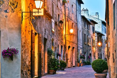 Mimarlık Tarihi Merkezi Pienza Toskana, İtalya.
