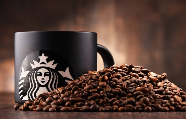 Composition with cup of Starbucks coffee — Stock Photo, Image