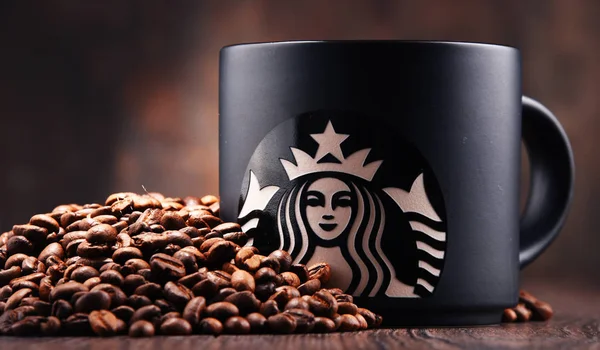 Composition with cup of Starbucks coffee — Stock Photo, Image