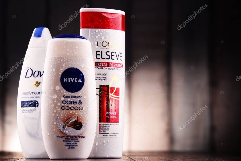 POZNAN, POLAND - JUL 21, 2017:The worldwide cosmetics and perfume industry dominated by a small number of multinational corporations generated an estimated annual turnover of US$170 billion in 2007