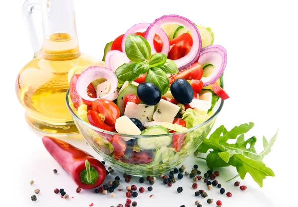 Composição com tigela de salada vegetal. Dieta equilibrada — Fotografia de Stock