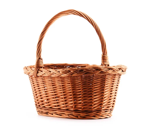 Empty wicker basket isolated on white — Stock Photo, Image