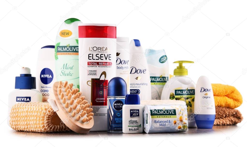 POZNAN, POLAND - AUG 11, 2017:The worldwide cosmetics and perfume industry dominated by a small number of multinational corporations generated an estimated annual turnover of US$170 billion in 2007