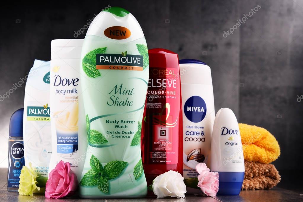 POZNAN, POLAND - AUG 11, 2017:The worldwide cosmetics and perfume industry dominated by a small number of multinational corporations generated an estimated annual turnover of US$170 billion in 2007