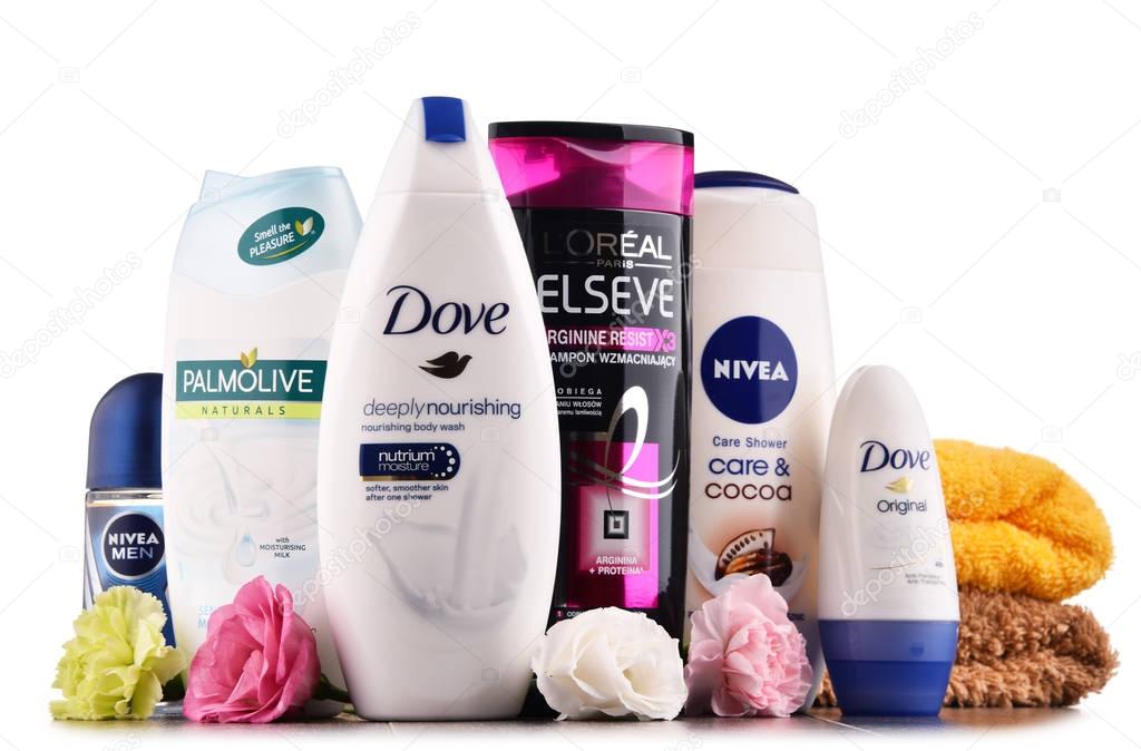 POZNAN, POLAND - AUG 11, 2017:The worldwide cosmetics and perfume industry dominated by a small number of multinational corporations generated an estimated annual turnover of US$170 billion in 2007