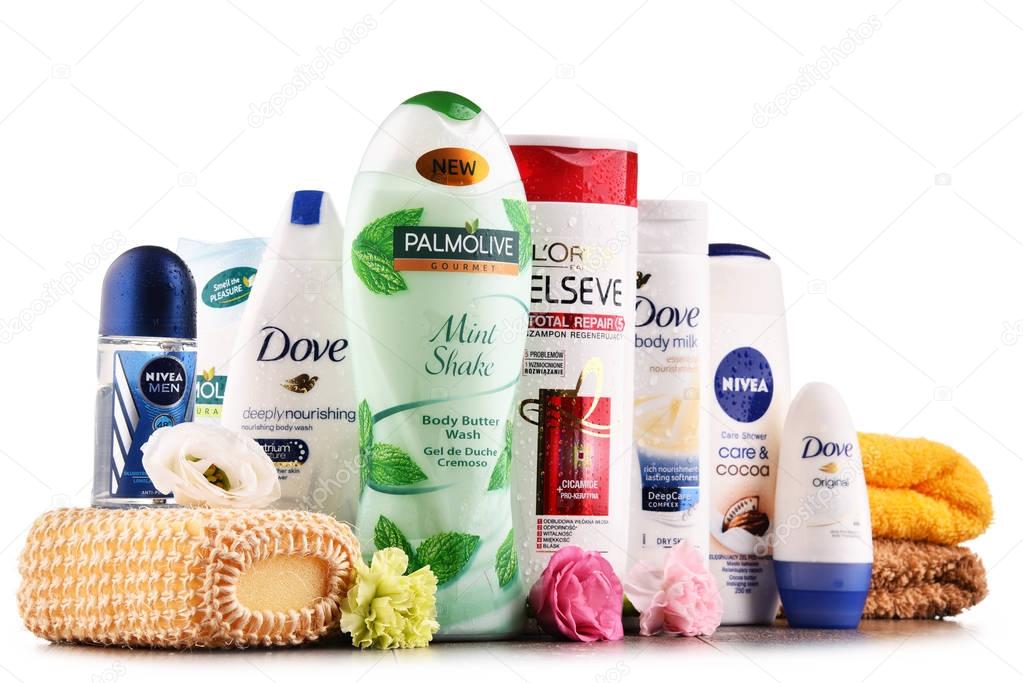 POZNAN, POLAND - AUG 11, 2017:The worldwide cosmetics and perfume industry dominated by a small number of multinational corporations generated an estimated annual turnover of US$170 billion in 2007