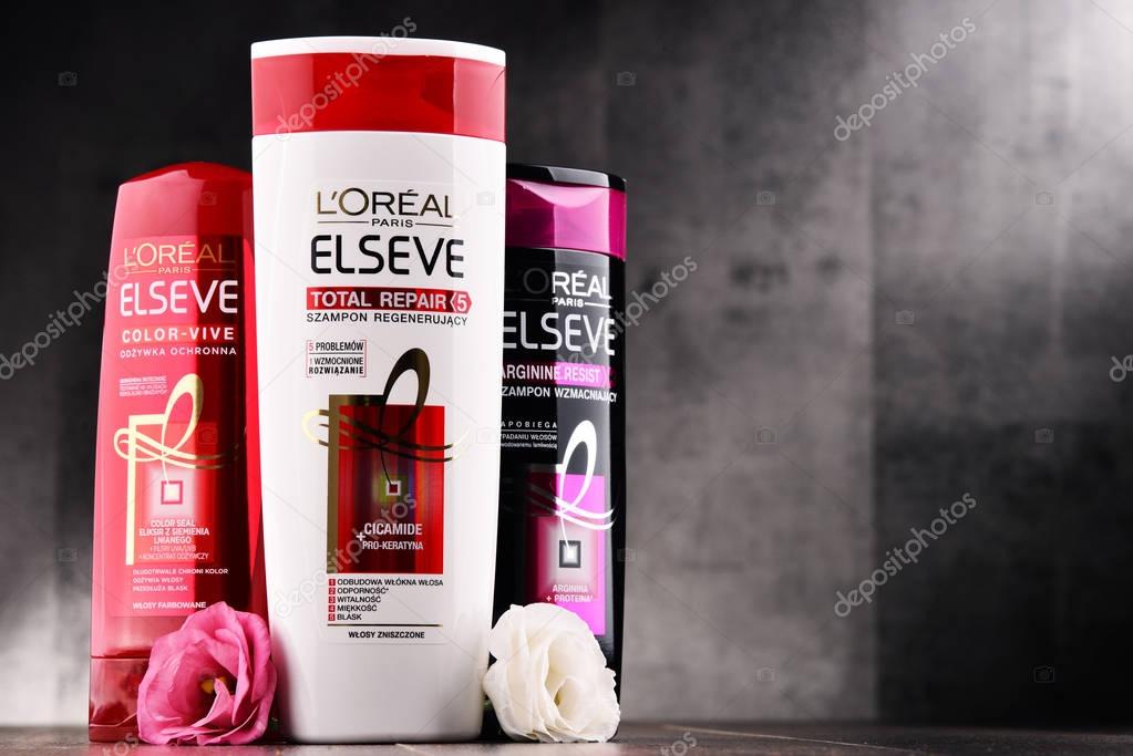 POZNAN, POLAND - AUG 11, 2017: L'Oreal S.A. is a French cosmetics company headquartered in Clichy, Hauts-de-Seine. It is the world's largest cosmetics producer.