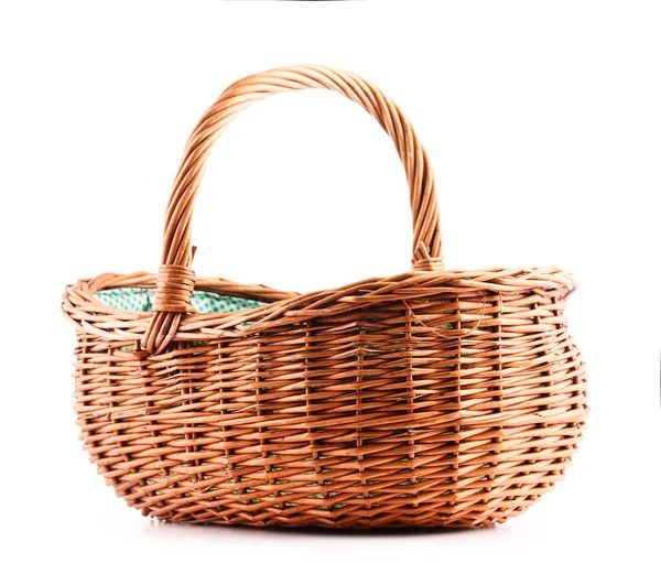 Empty wicker basket isolated on white — Stock Photo, Image