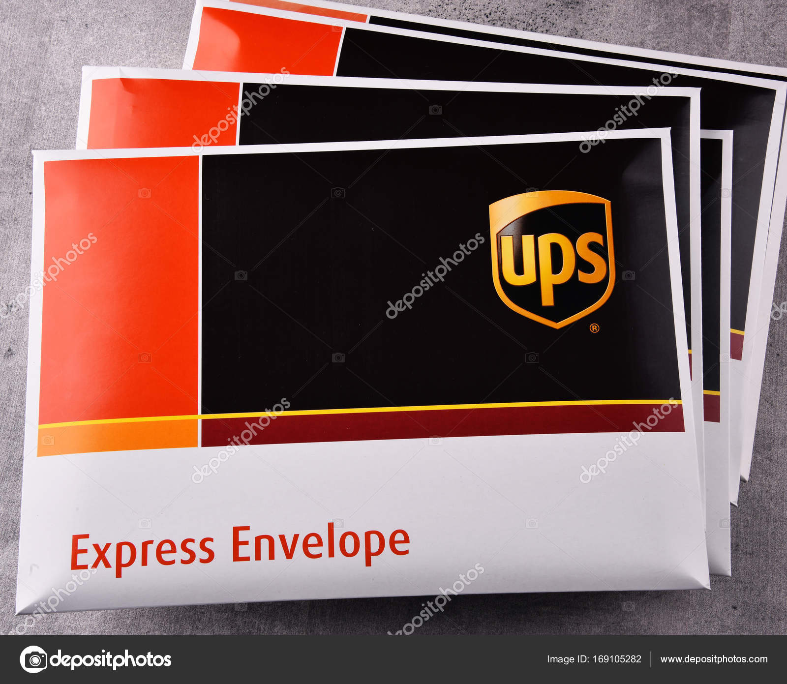 Envelopes of uinited parcel service or ups stock editorial photo